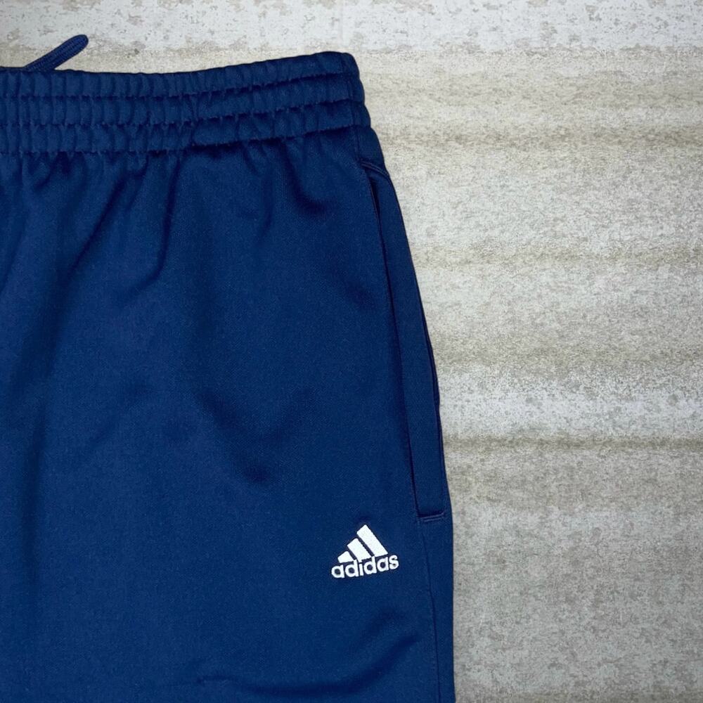 Vintage Y2K Adidas Sweatpants Youth XL Navy Blue White 3 Stripes Polyester - Picture 3 of 7